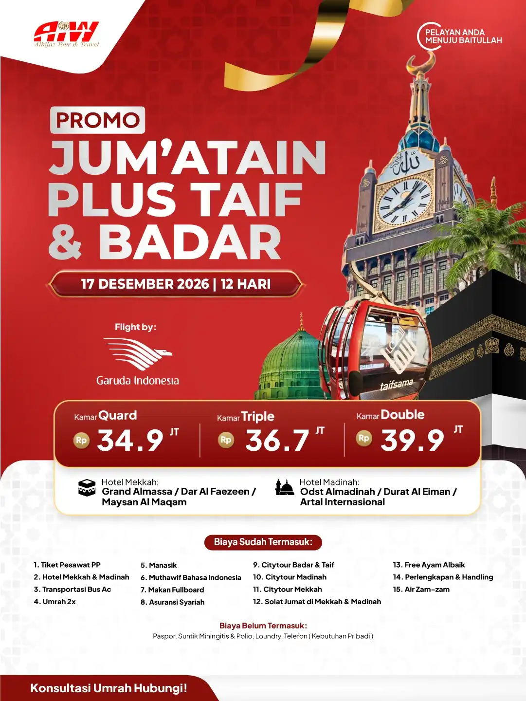 Brosur UMRAH JUM’ATAIN PLUS THAIF + BADAR 12 HARI