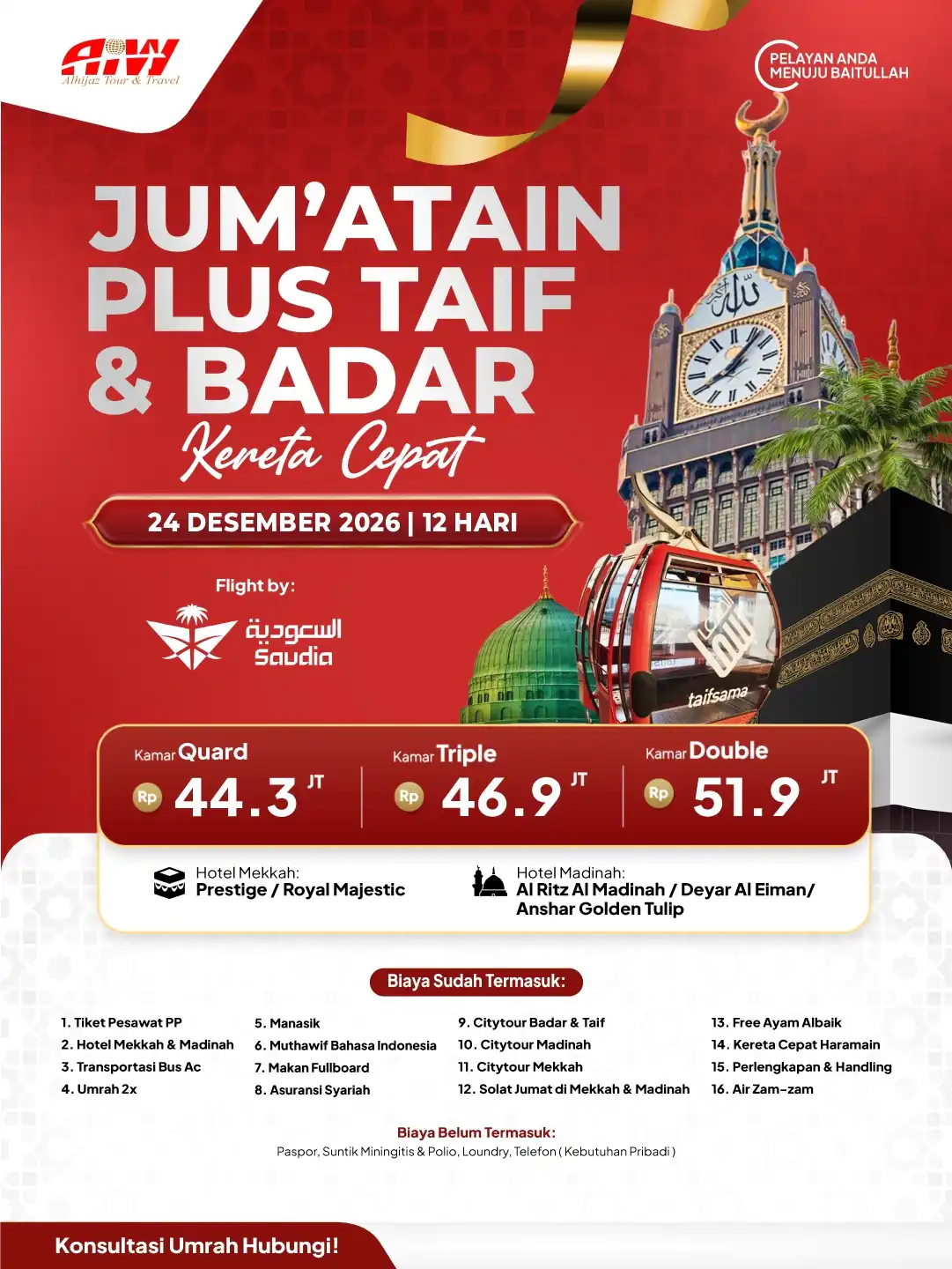 Brosur UMROH JUM'ATAIN PLUS TAIF & BADAR + KERETA CEPAT