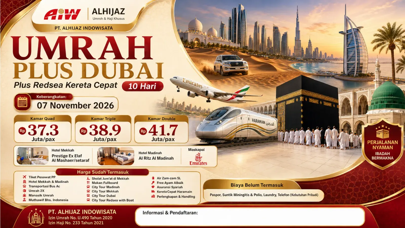 PAKET UMROH DUBAI + REDSEA (KERETA CEPAT)